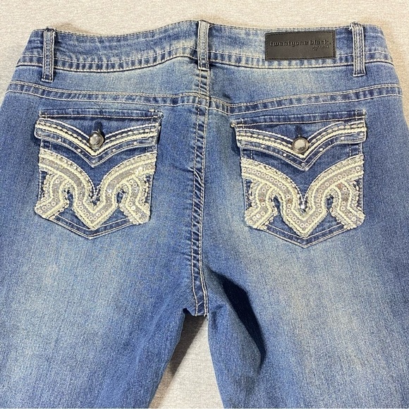 Twentyone Black Jeans Women 9/10R Blue Low Rise Slim Boot Sequins Casual Denim - Picture 9 of 16
